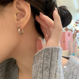 MEET💕ต่างหูเงิน Circle ต่างหูแฟชั่น ต่างหูห่วง ตุ้มหูเงินแท้925 ต่างหูผู้หญิง ต่างหูเกาหลี ต่างหู