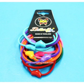 ยางรัดผม ลูกปัดหัวใจ (12 ชิ้น), Heart shape bead hair rubber band (12 pieces)