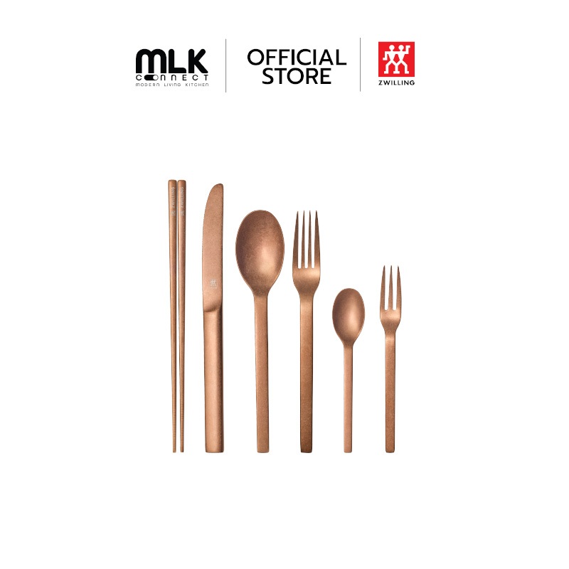 ZWILLING ชุดช้อนส้อมตะเกียบสแตนเลสสตีล ทนทาน 24 ชิ้น สีโรสโกลด์ N07125424