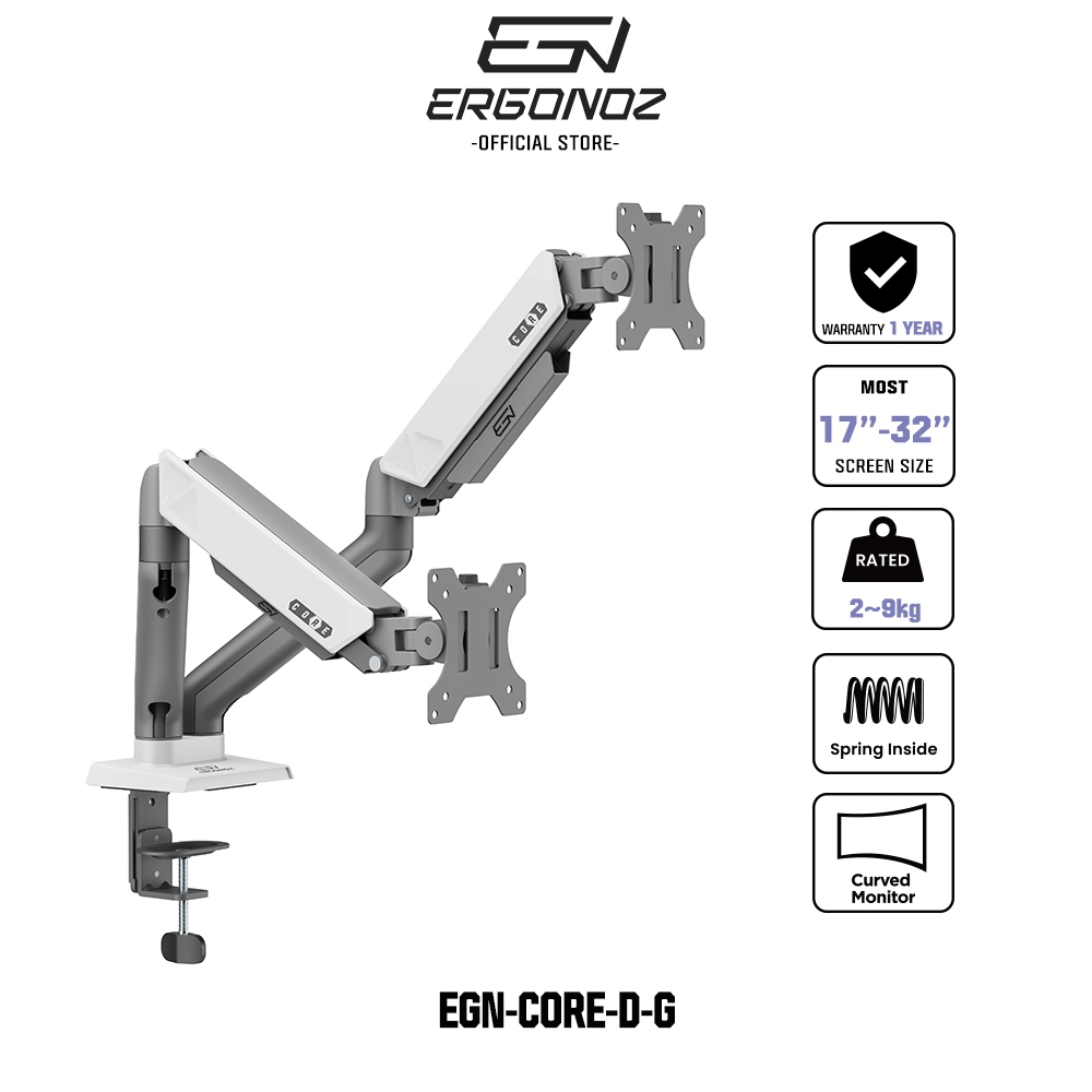 แขนจับจอ monitor arm Ergonoz Core Monitor Arm (Single / Twin) สี Space Grey & White