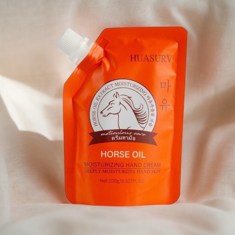 HUASURV HORSE OIL น้ำมันม้าสกัด  ครีมทามือ ครีมบำรุงมือให้ความชุ่มชื้น อ่อนนุ่ม เรียบเนียน ขนาด 100 