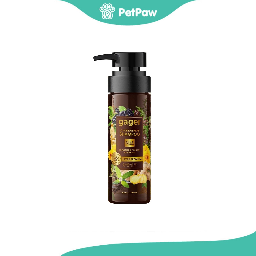 Gager (กาเจอร์) แชมพูอาบน้ำสุนัขพันธุ์เล็ก แชมพูสมุนไพรเกาหลี 10 ชนิด  250 ml.(1pcs)