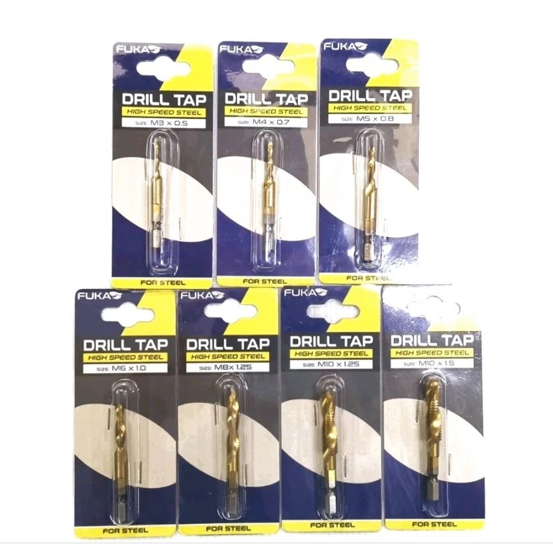 FUKA ดอกสว่านพร้อมต๊าป HSS แกน1/4" M3-M10 ต๊าปสว่าน ฟูก้า สว่านต๊าป FU2001030 FU2001040 FU2001050 FU2001060