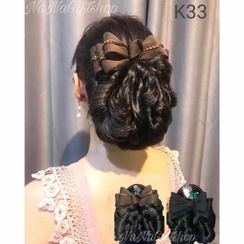 เน็ตติดผม ประดับโบว์ รหัส K-33 มีให้เลือก 2 สี สินค้าพร้อมส่งจร้า