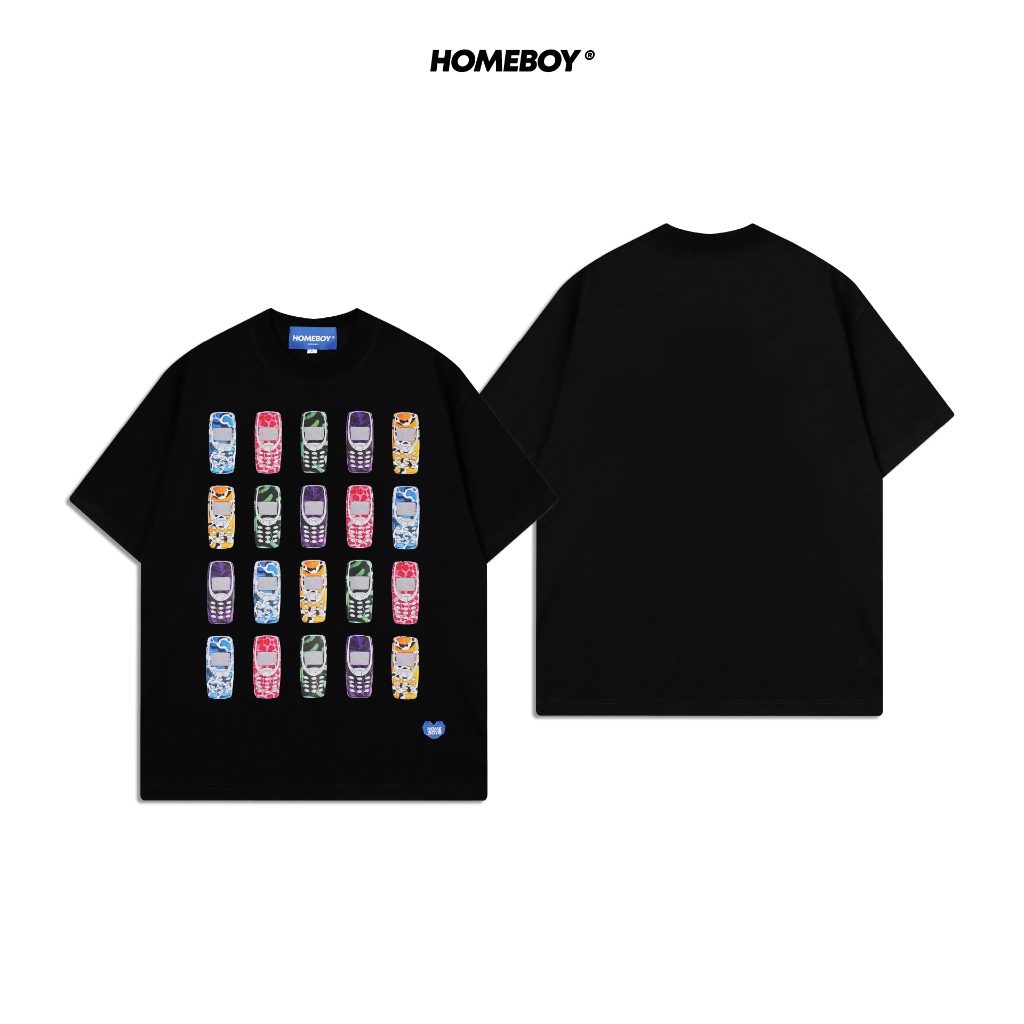 HOMEBOY เสื้อยืด UNISEX ลาย HB.PHONE MULTI - BLACK