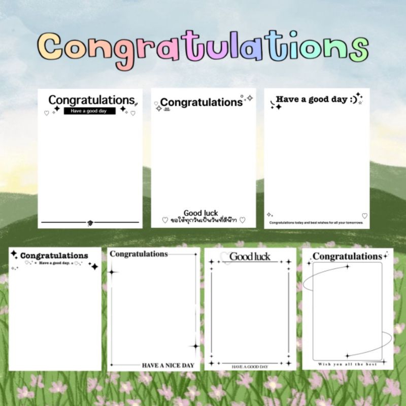 การ์ด แผ่นรอง Congratulations 8.6 cm*11.5 cm การ์ดปัจฉิม(1 เซ็ต 5 ใบ) การ์ด + ซอง ขนาดใหญ่ พร้อมส่ง