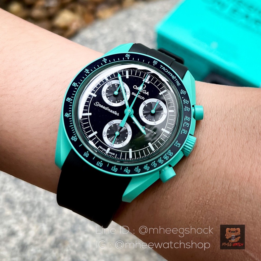 สวอช โอเม้ก้า New Collection Mission On Earth Swiss Made Free Premium Blue Starlight & Rubber Straps