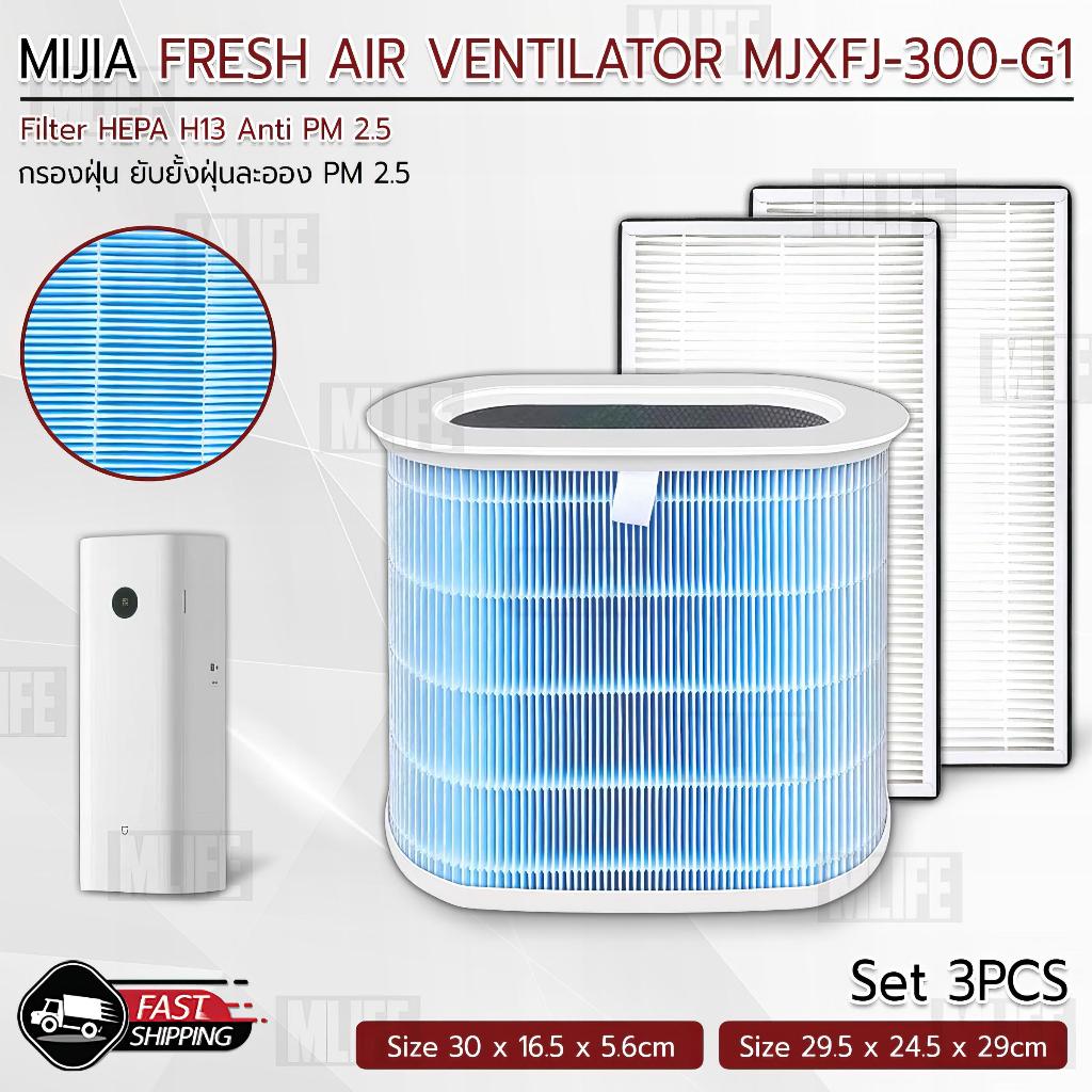 MLIFE - ไส้กรอง Xiaomi Mijia Fresh Air Ventilator MJXFJ-300-G1 ไส้กรองอากาศ ฟิลเตอร์ กรองฝุ่น แผ่นกร