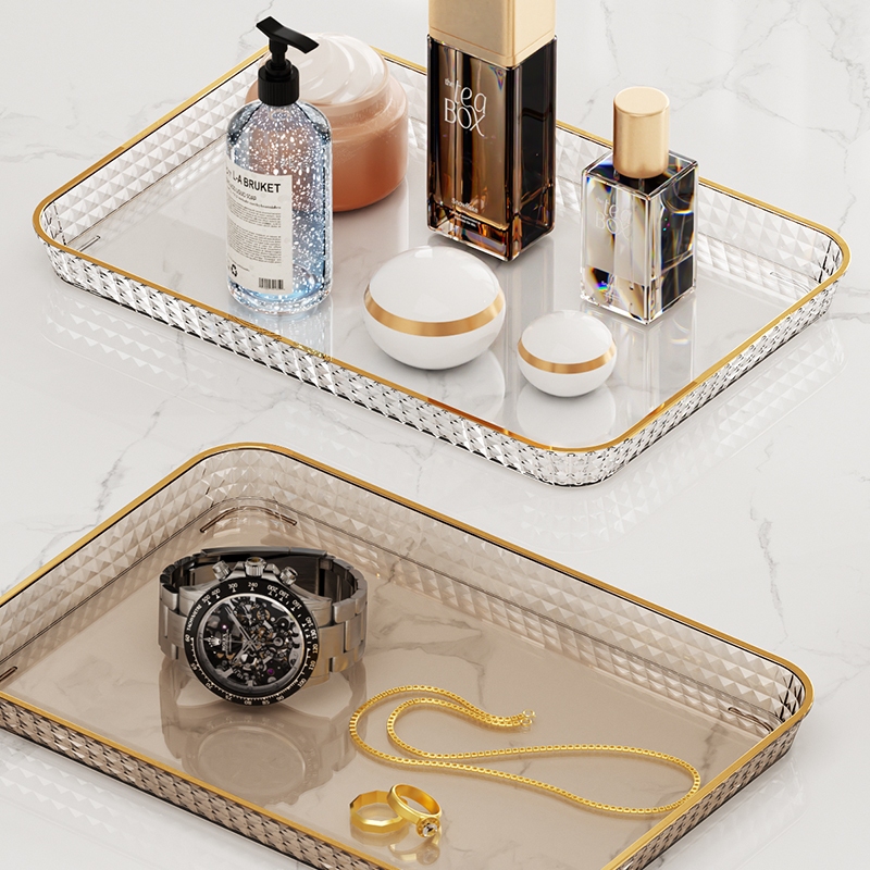 พนมเปญถาดโปร่งใสถาดชาห้องนั่งเล่นถ้วยน้ำ PET ถาดสี่เหลี่ยมผืนผ้าขนมขนมหวานถาดผลไม้