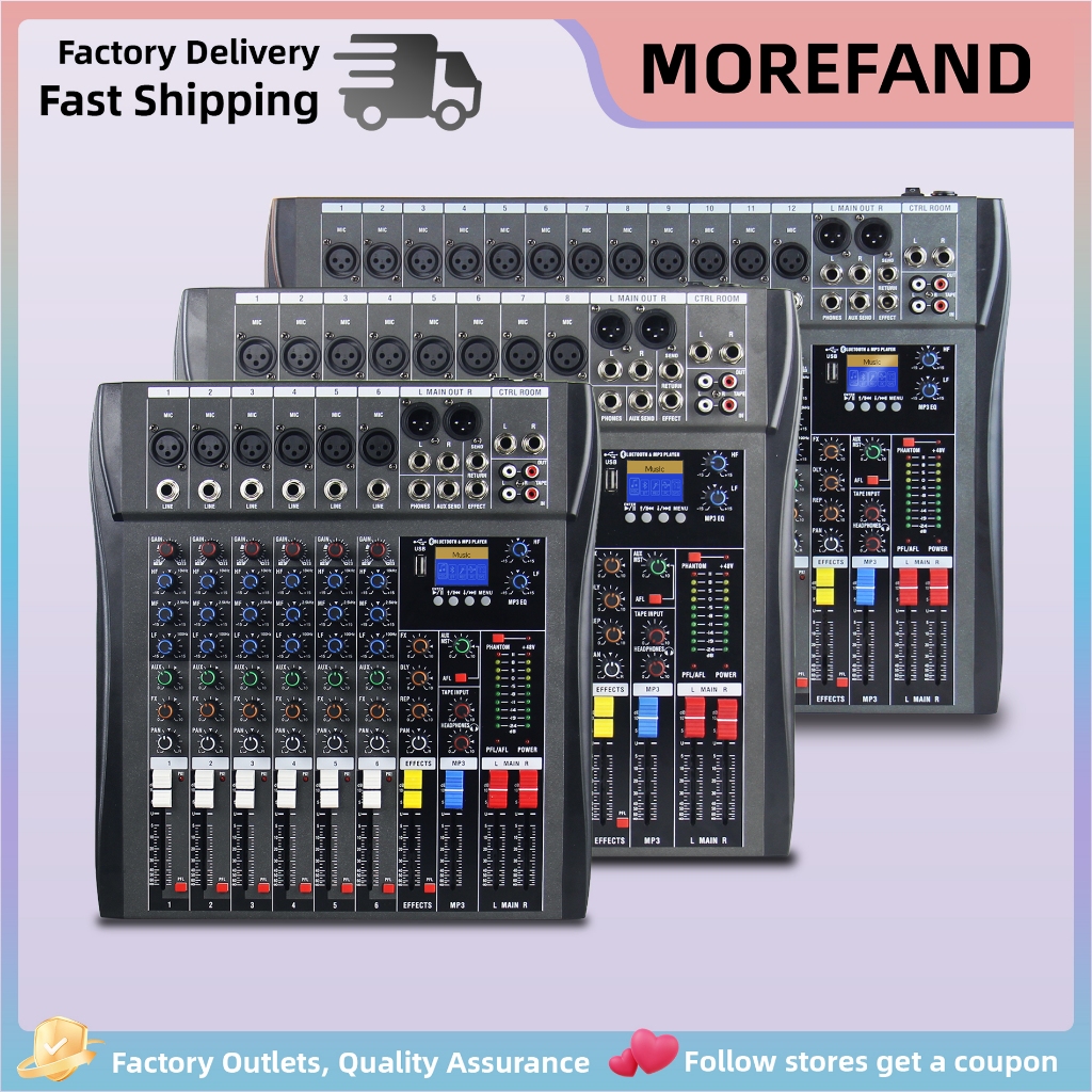 CT-6/8/12mixerมิกเซอร์บลูทูธ อีคิวปรับเสียง มิกเซอร์เอฟเฟค(การบันทึกดิสก์ USBพร้อมฟังก์ชั่นการ์ดเสียง,พร้อมฟังก์ชั่นOTG)