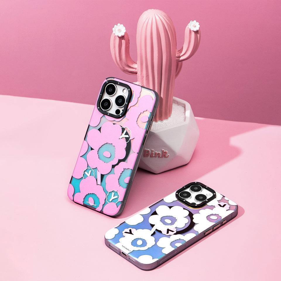 "พร้อมส่ง" เคสกันกระแทก เคสแม่เหล็ก พิมพ์ลายดอกไม้ รองรับรุ่น 14Promax/15Promax ( Youngkit )