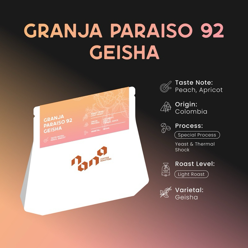 Granja Paraiso 92 - Geisha 100 g. by Nana Coffee Roasters เมล็ดกาแฟคั่วอ่อน เมล็ดกาแฟโคลอมเบีย