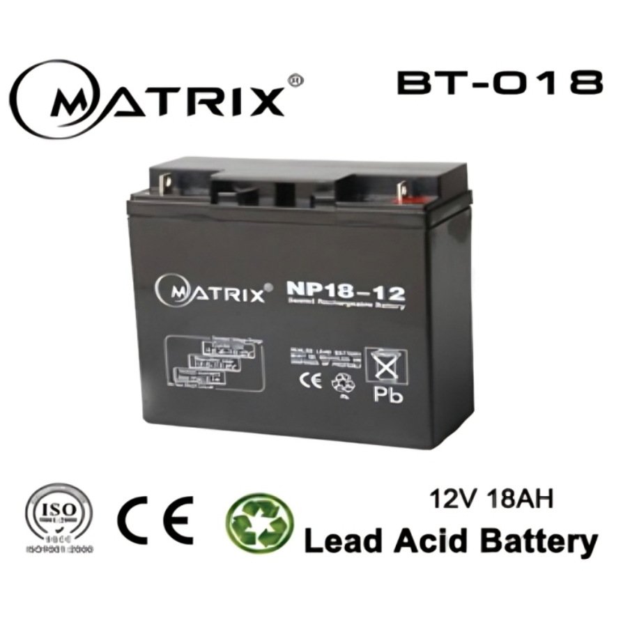 MATRIX 12v 18Ah Battery UPS BT018 เครื่องสำรองไฟ UPS แบตเตอรี่ แบตสำรองไฟ แบตชาร์จ