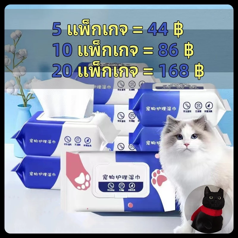[10 แพ็ค] ทิชชู่เปียก Pet wipes 80 แผ่น ผ้าเช็ดตาและหูสัตว์เลี้ยง สำหรับเช็ดสัต ว์เลี้ยง ทิชชู่เปียก ทิชชู่หมา