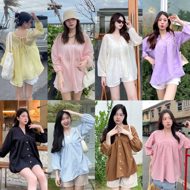 Teera❤️พร้อมส่ง✨เสื้อคอวีเนื้อผ้าบาง สีพาสเทล ใส่สบาย ผ้าสาลู งานเย็บสวย เสื้อพื้นเมือง Nanny – โปรปัง