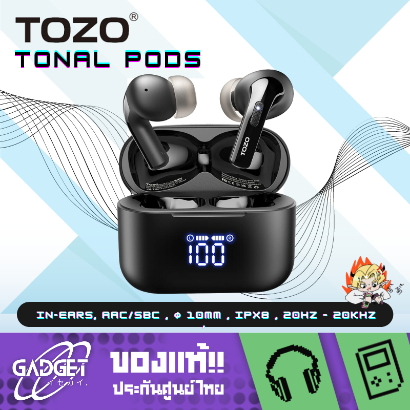 TOZO - Tonal Pods หูฟังบลูทูธ หูฟังอินเอีย หูฟังไร้สาย Max10.5 Hr. /Charge, IPX8, Bluetooth 5.3 (ประ