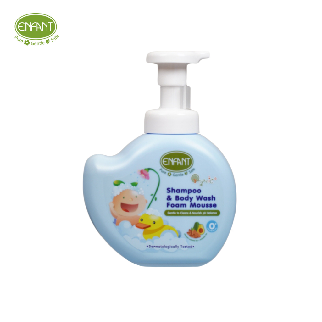 ENFANT (อองฟองต์) Organic Plus Shampoo & Body Wash Foam Mouse อาบน้ำสระผม มูสโฟม ใช้ได้ตั้งแต่แรกเกิด 400ml.