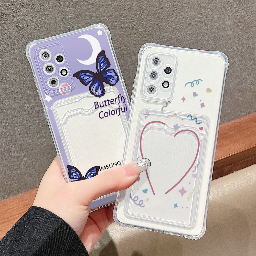 ผีเสื้อ ช่องใส่การ์ดเคสโทรศัพท์ For Xiaomi Redmi 13C Redmi Note 11 12 9 Pro 8 9T 9A 12C 10 POCO X5 อ่อนนุ่มโปร่งใส