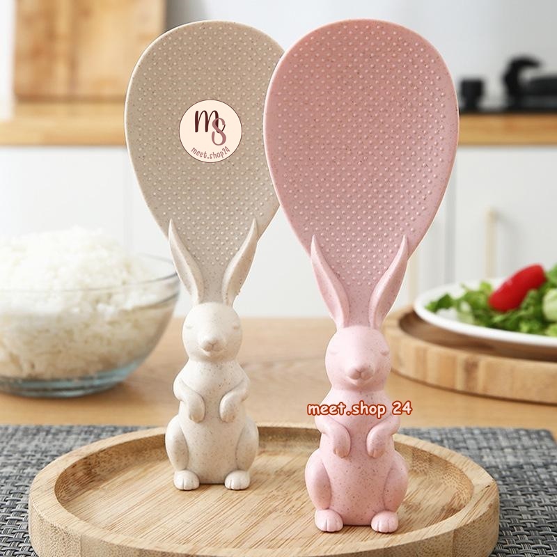 ทัพพีตักข้าว ตักอาหาร ทัพพีพลาสติกรูปกระต่าย ของใช้ในห้องครัว ข้าวไม่ติดทัพพีล้างออกง่าย