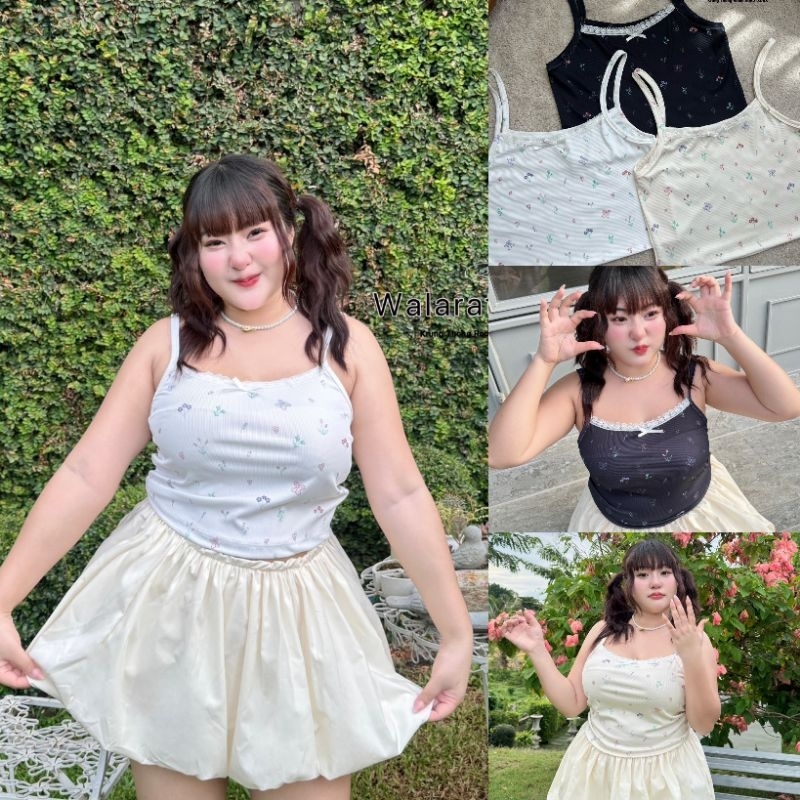 PLUSSIZE เสื้อสาวอวบอ้วนแต่งโบว์ลายผีเสื้อ (size34-50)จัดโปรโมชั่น 3วันเท่านั้น
