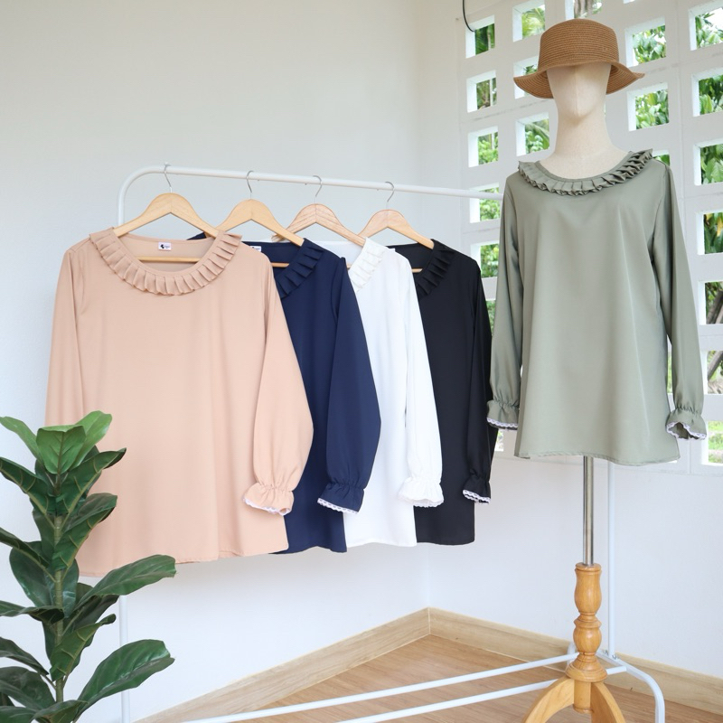 A269เสื้อคอจีบ/เสื้อสาวอวบ/อก44