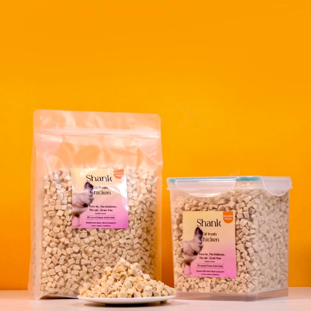 พร้อมส่ง อกไก่เต๋าจิ๋ว ฟรีซดราย ขนมแมว สุนัข กระปุกใหญ่ 500g (Natural Pet Food Freeze Dried100%)🐶🐱ม