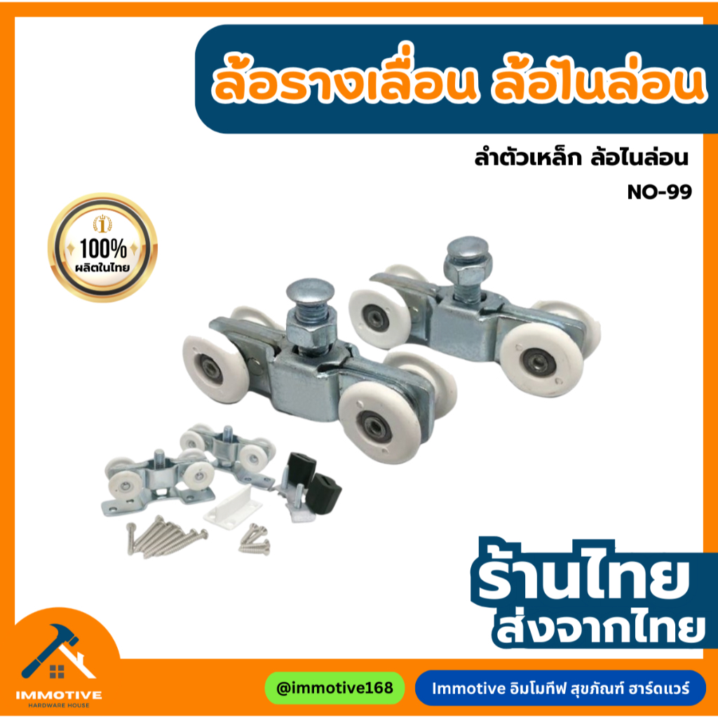(No.99) ล้อไนล่อน ล้อรางเลื่อน ประตู หน้าต่าง บานเลื่อน สีนิเกิ้ล