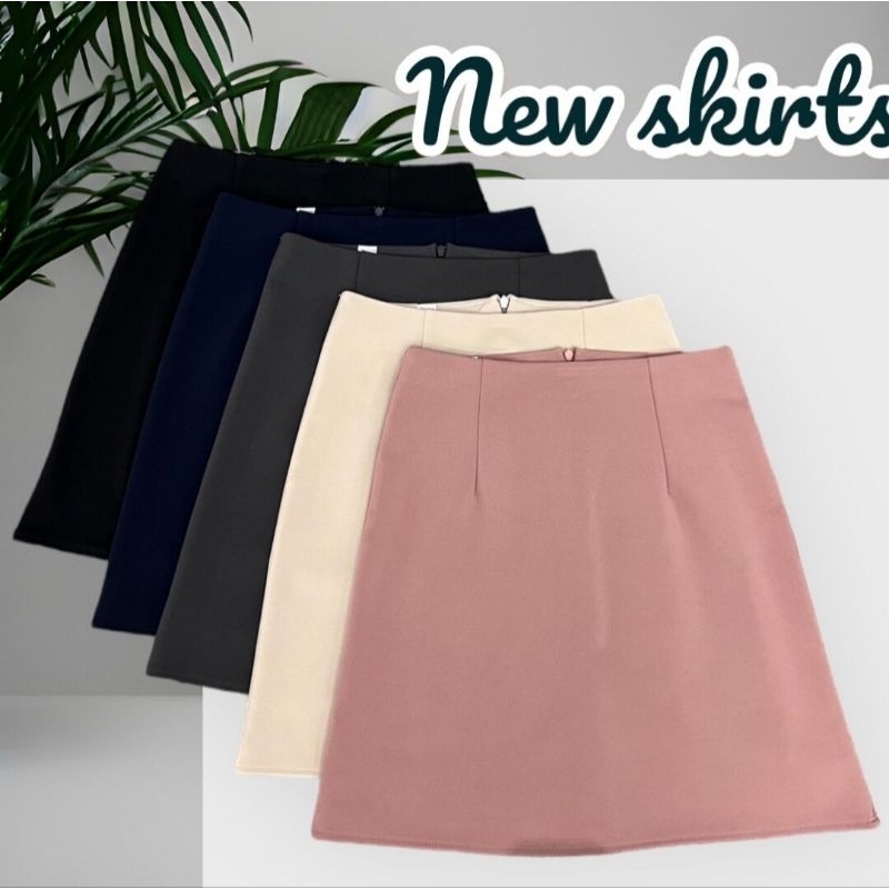 กระโปรงทรงเอ ขอบเอวเรียบ ผ้าโรเชส ยาว 19/21นิ้ว S-3xl