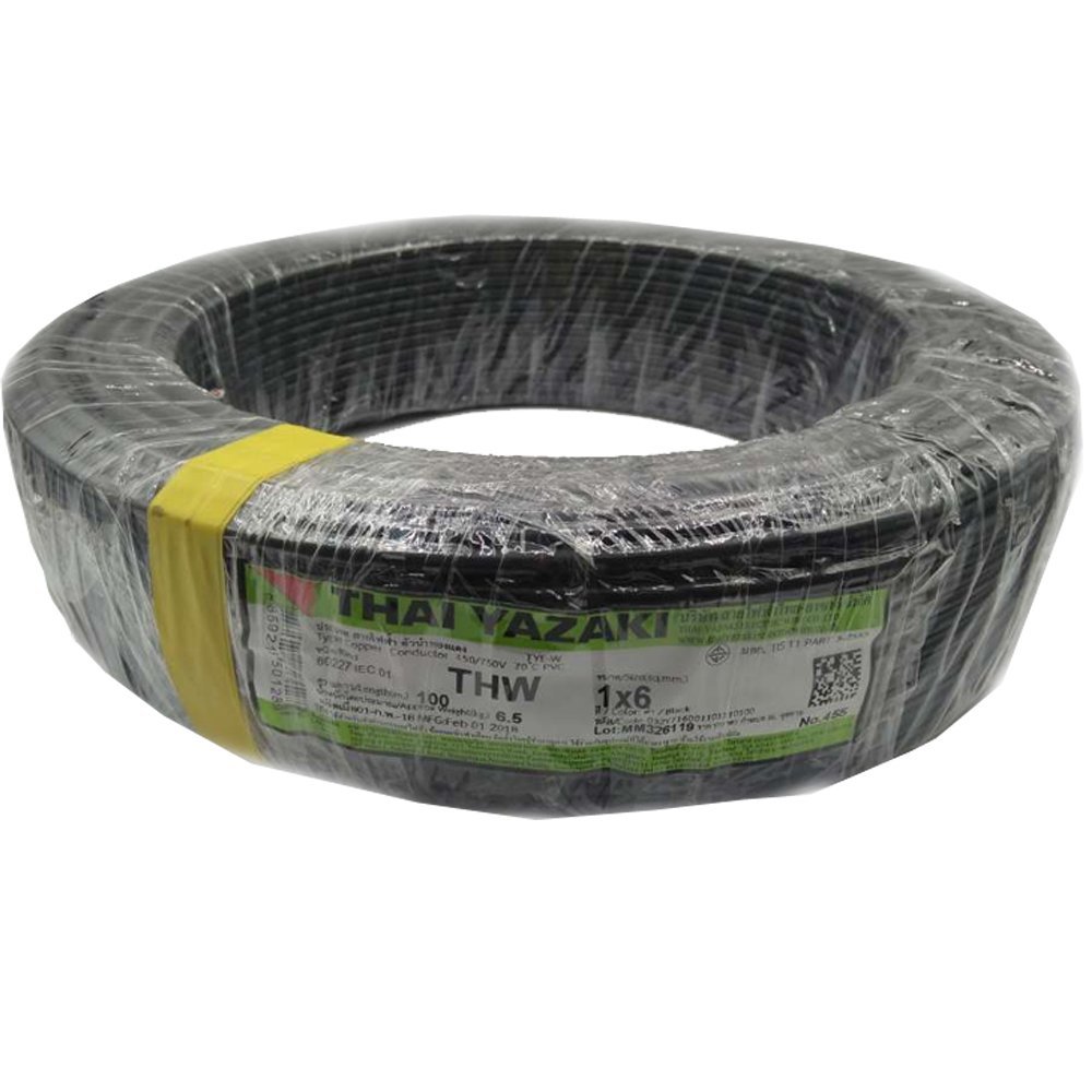 สายไฟ IEC01 THW 1x6 sq.mm. สีดำ YAZAKI