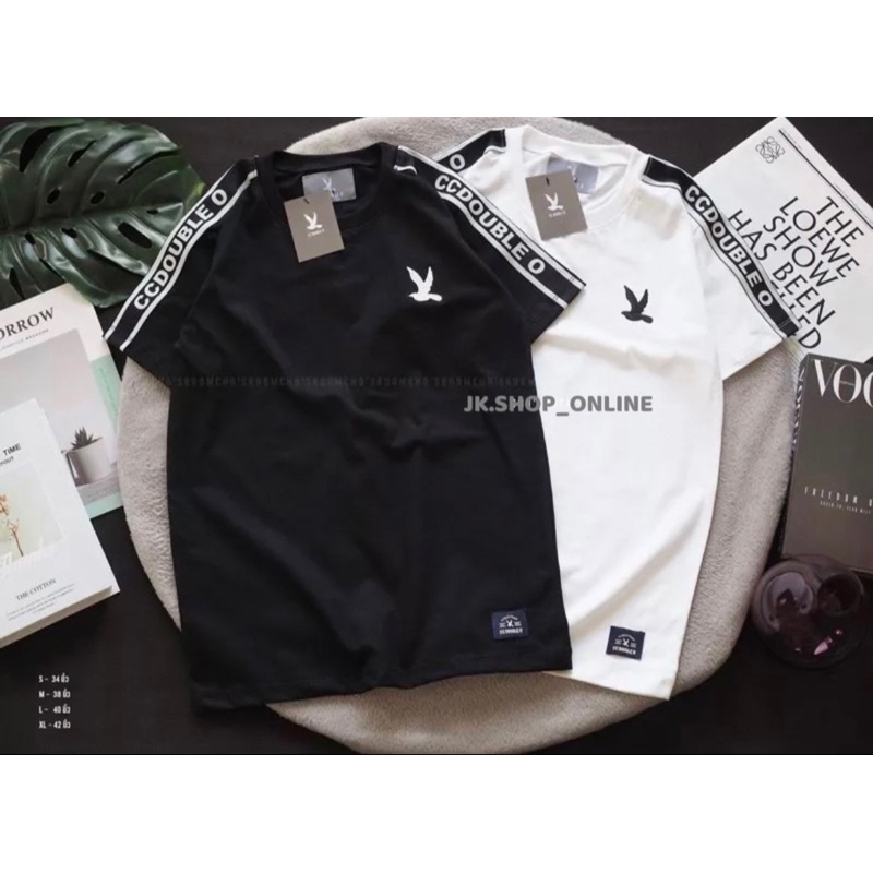 รุ่นขายดี เสื้อยืดแถบบ่า CC DOUBLE O (ปักนก)มี6สี ใส่ได้ทั้งชายและหญิง S-2XL