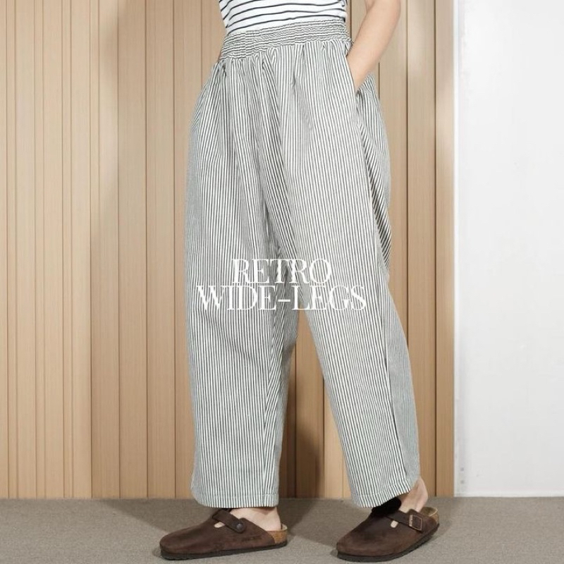 Retro Wide-legs กางเกงขายาวทรงกระบอกใหญ่สไตล์ย้อนยุค ทรงหลวมใส่สบาย