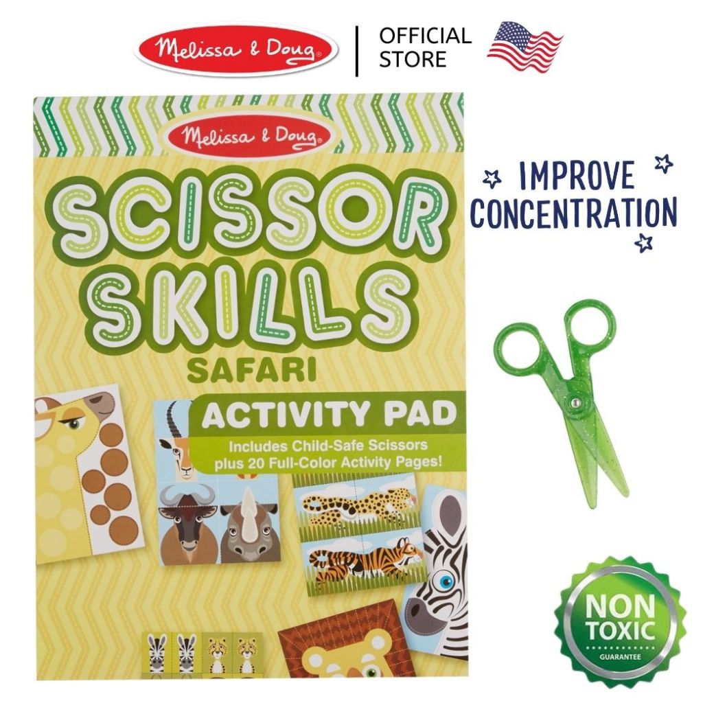 (ของแท้ USA) ชุดฝึกตัด กรรไกรฝึกตัด ปลอดภัย Scissors Skills Activity Safari Melissa & Doug 32006