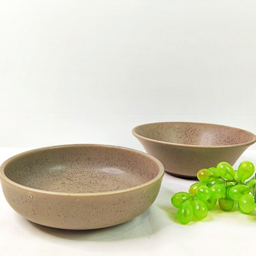 ชามเซรามิค 7นิ้ว จาน ชาม ถ้วย bowl ชามมินิมอล รุ่นสีน้ำตาลจุด ชามใส่สลัด เข้าไมโครเวฟได้