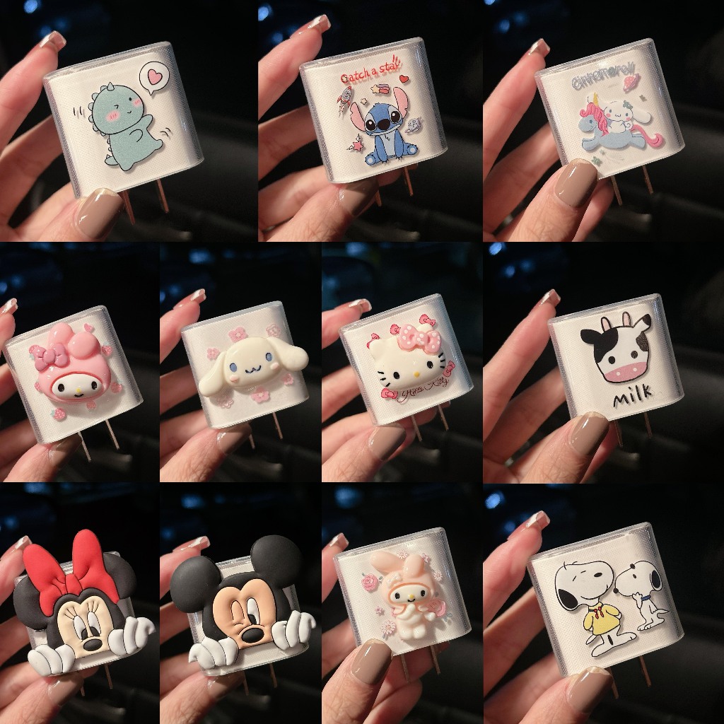 ชุดถนอมสายชาร์สำหรับ ไอโฟน ชุดเเต่งสาย สำหรับ สายชาร์จ 20วัต เคสหัวชาร์จ  20w กันสายหัก ลายการ์ตูน