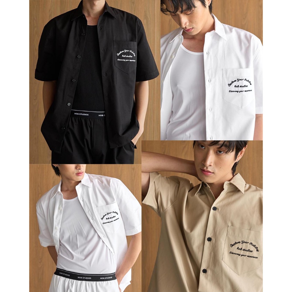 🔥ทักแชทรับโค้ดลดเพิ่ม Chain Stitch Pocket Boxy Fit Shirt Hob Studios