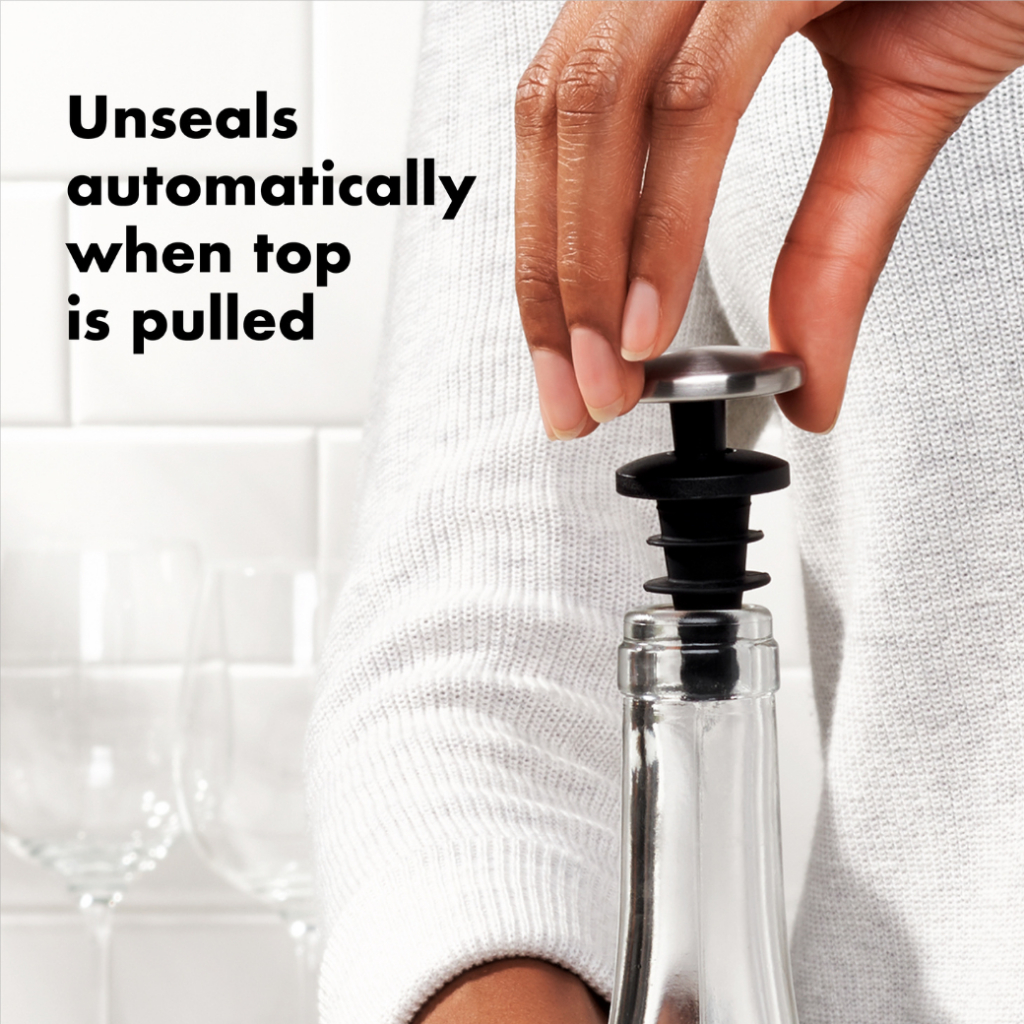 OXO จุดปิดและล็อคอากาศไวน์แบบกดได้ แบบเซท 2 ชิ้น I OXO STL SPILLPROOF WINE STOPPER SET - รูปที่ 3