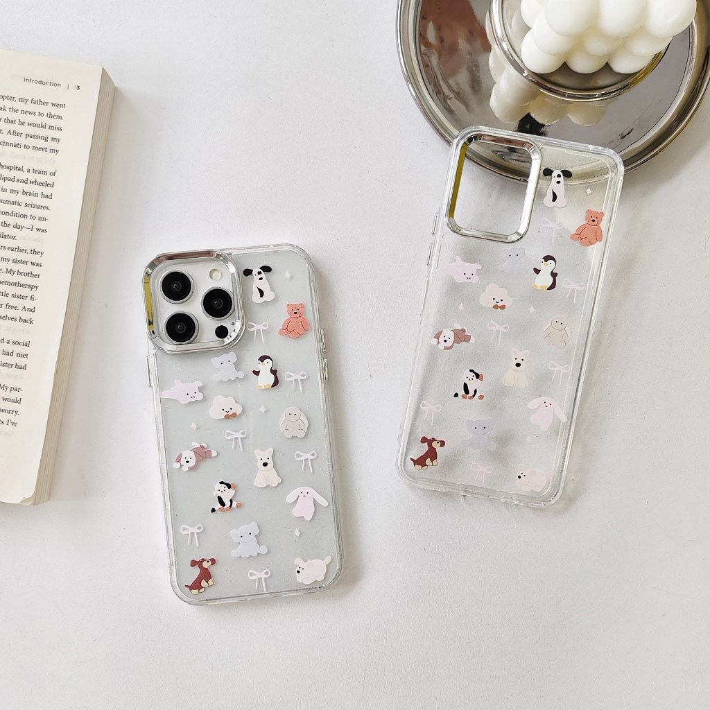 เคสกล้องขอบเงิน เคสใส ลายการ์ตูน case SAMSUNG A05 A05S A14 A15 A23 A34 A53 A54 A55 เคสซัมซุง a05/s