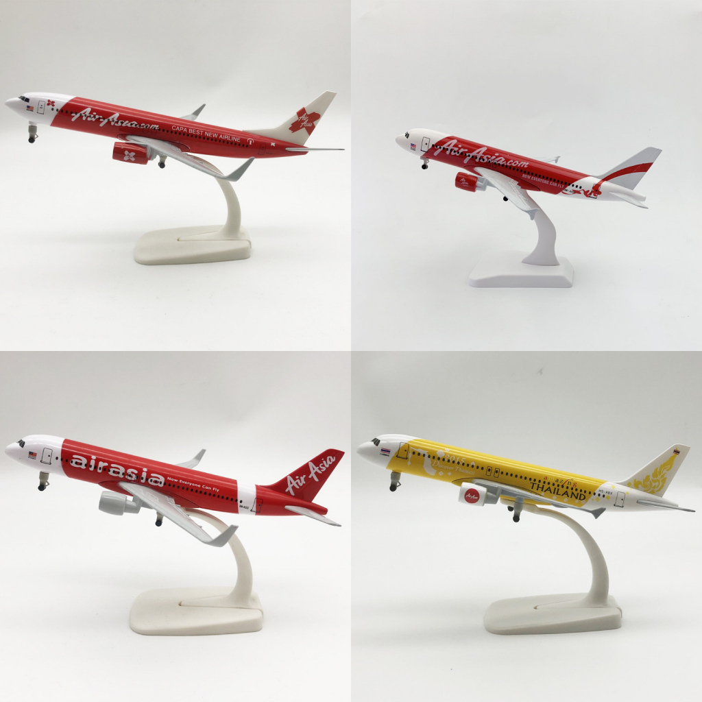 [20 cm] โมเดลเครื่องบิน รวม Air Asia ทำด้วยเหล็ก มีล้อ และฐานตั้งโชว์ให้ สวย งานละเอียด - ของเล่น ของขวัญ ของสะสม