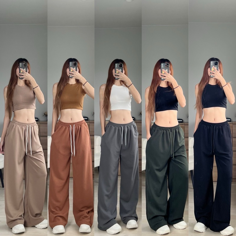 Vandy Pant กางเกงวอร์มขากระบอก ผ้ายืด ราคา ถูกที่สุด ดีลบีเคเค