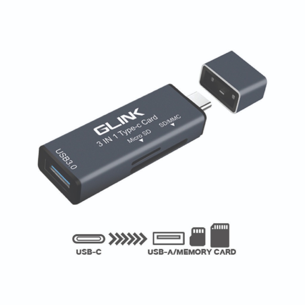 GLINK GL044 3 in 1 TYPE-C Card Reader & HUB