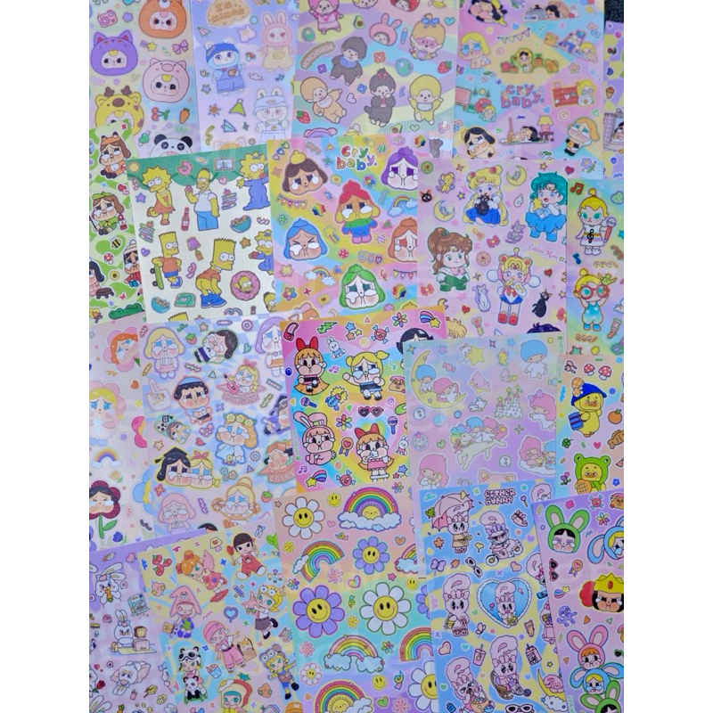 🤩📦กล่องสุ่ม stickerคละลาย 10แผ่นน *ลูกค้าเลือกลายที่ชอบได้4ลายอีก6ลายร้านคละไปให้ค่า น่ารักคุ้มมากๆ🐰💚💓😍