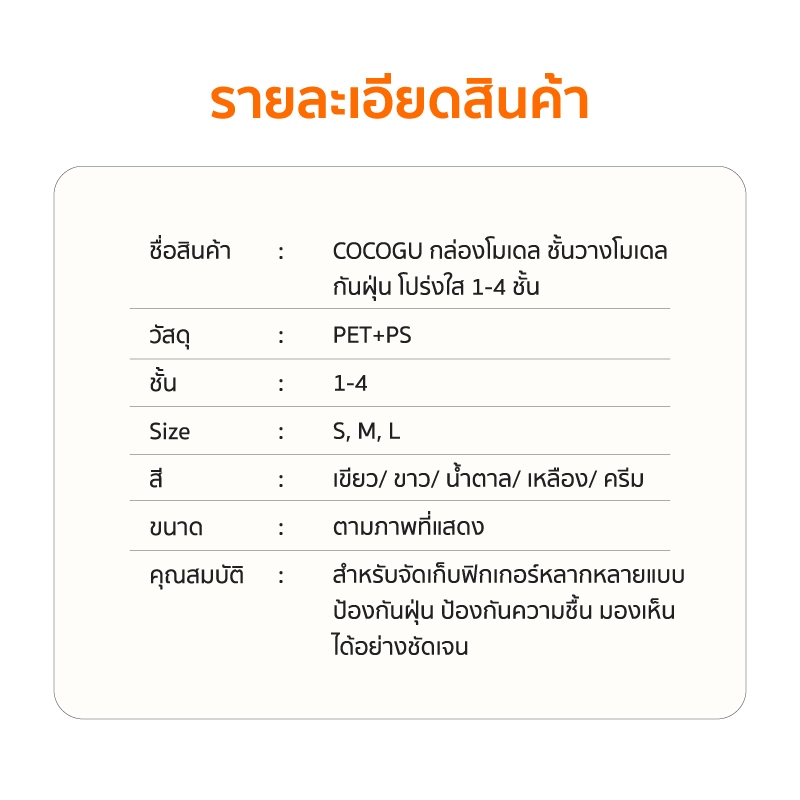 COCOGU กล่องโมเดล ชั้นวางโมเดล กันฝุ่น โปร่งใส 1-4 ชั้น size S, M, L - รูปที่ 2