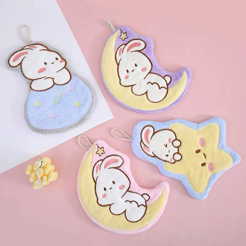 ShopAt.Two[NP-2] ผ้าเช็ดมือการ์ตูนน่ารัก ผ้าเช็ดมือแบบแขวน ดูดซับน้ำแห้งเร็ว