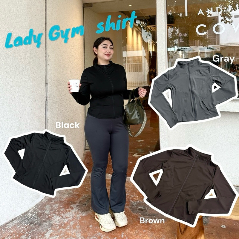 (TGEVQVL ลด 60.-) Lady M | Lady Gym shirt เสื้อออกกำลังกายสาวอวบ สไตล์สปอร์ตแขนยาว ใส่เล่นโยคะ ฟิตเนส ปั่นจักรยาน