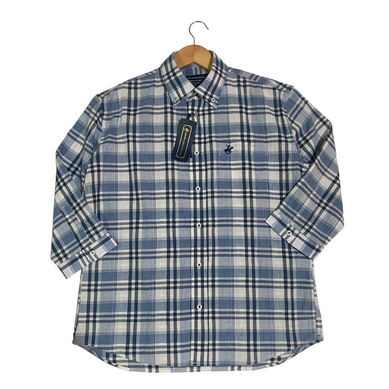 BEVERLY HILLS POLO CLUB เสื้อเชิ้ตแขน 3 ส่วน Navy Milti Color BD Collar Plaid Shirt