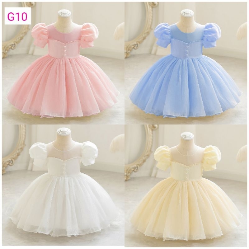 G10 เดรสออกงานเด็ก ชุดราตรีเด็ก แขนตุ๊กตา ผ้าชีฟอง พร้อมส่งจากไทย