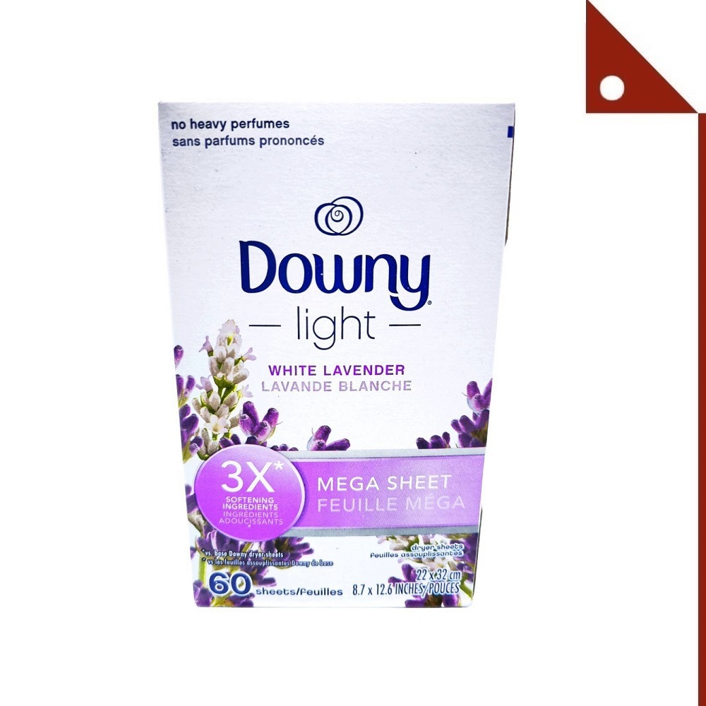 Downy : DWNMS-WLV-60* แผ่นอบผ้า แผ่นปรับผ้านุ่ม Light Fabric Softener Dryer Mega Sheets White Lavend