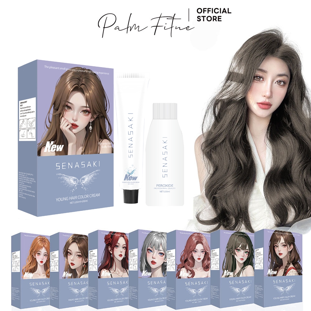 [สีขายดี ของแท้ %] สีเทาน้ำตาล สีย้อมผม 12สี ครีมย้อมผม แจกเครื่องมือให้ฟรี คลุมผมหงอก แชมพูย้อมผม ไร้สารเคมีอันตราย