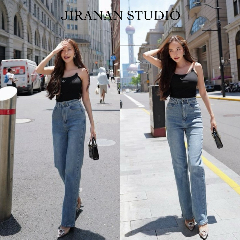 JS6670 กางเกงยีนส์ทรงกระบอกขาตรง