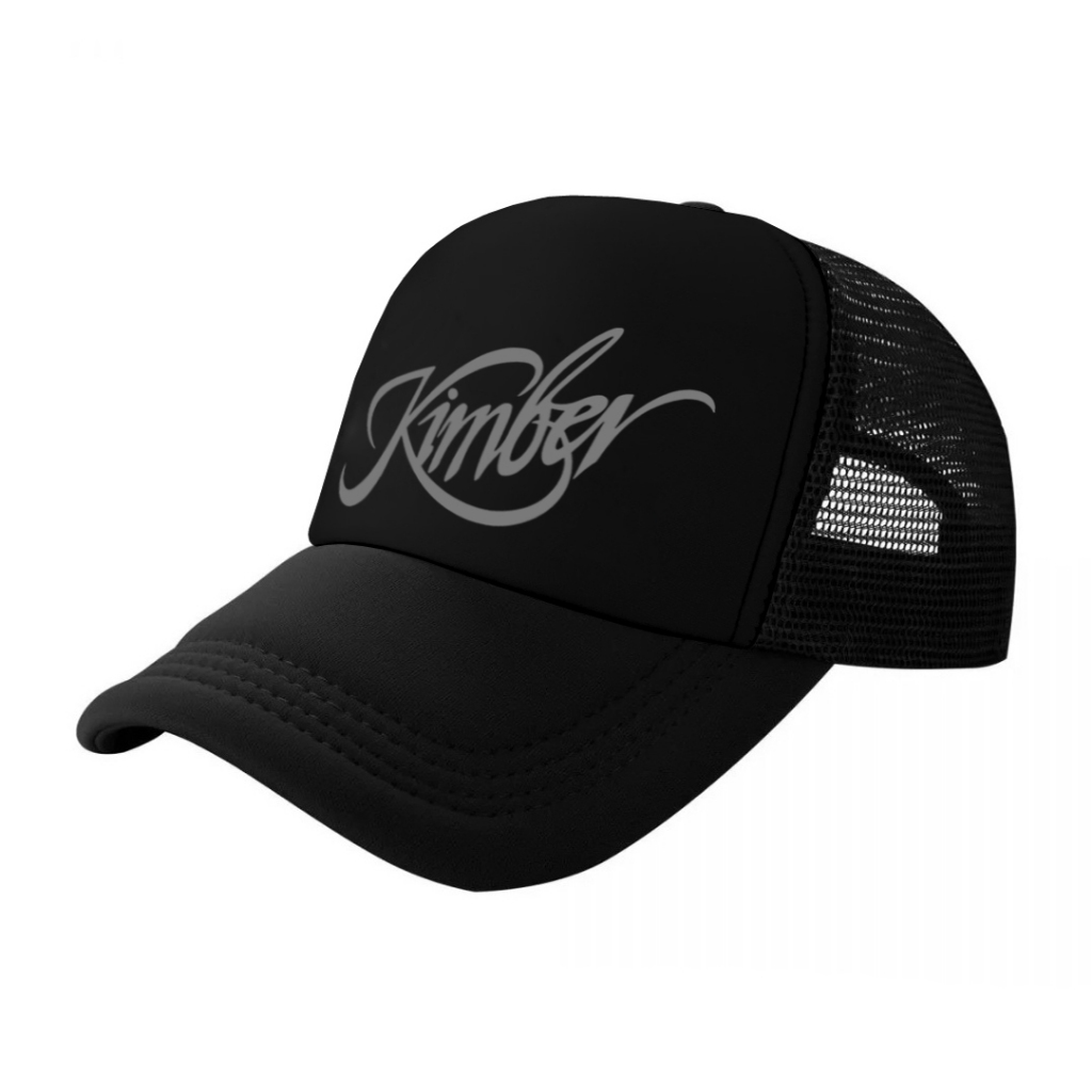 หมวกแก็ป หมวกเบสบอล หน้าบุฟองน้ำ หลังตาข่าย สกรีน Kimber ด้วย Flex pu ขอบเรียบ สวย คมชัด